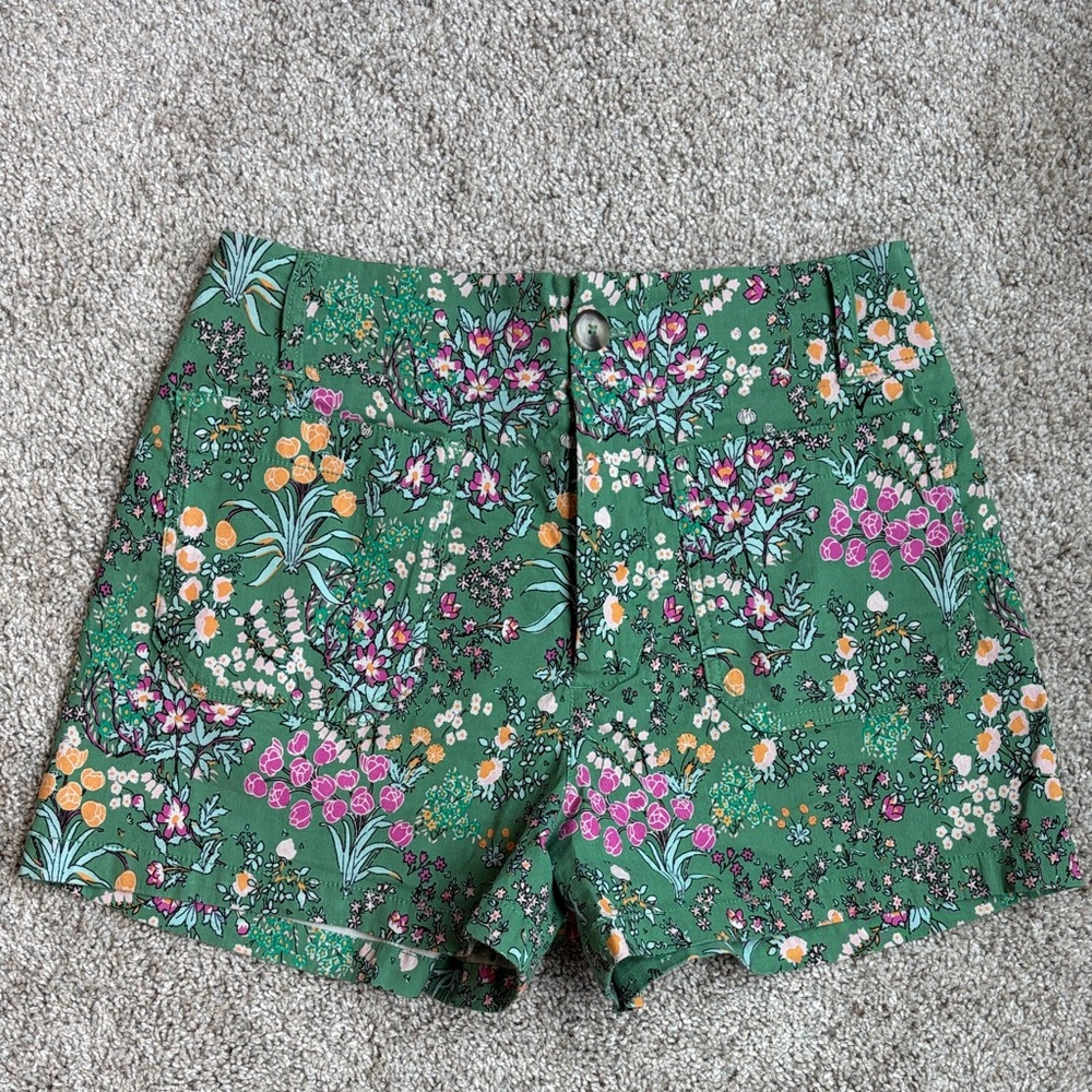Maeve by Anthropologie Green Floral The Collette Shorts
